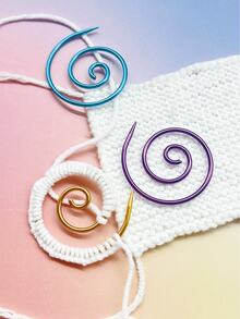 Spiral Metall Maschenmarkierer, Gelb, Blau, Lila, rostbeständig glatt wiederverwendbar, zum Fixieren der Maschenposition, geeignet für Häkeln, Stricken, Sticken, langanhaltend Nähzubehör für Strickbegeisterte - Spiralnadel - Übersicht 2