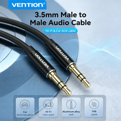 VENTION 3.5mm Audio Cable, TRS Audio Cable, 3.5mm To 3.5mm Stereo Plug To Plug Headphone Cable, Male To Male Plug AUX Cable, Suitable For Headphones, Car Audio, Soundbar, Computer, Laptop, Etc.