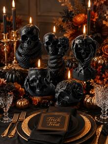 1pc Creative Gothic Skull Series Aromatherapy Candle Handmade Snake Skull, Double Skull Rose, Hand-Held Skull, See No Evil Skull, Rose Pressed Flower Skull Soy Wax Candle For Tabletop Decor, Candle Gift, Altar Decoration, Halloween Candle, Unique Gift For Gothic Collectors, Indoor Home Decor, Late Autumn Holiday Gift, Fashionable Aromatherapy Decorative Candle - Gothic Skull Series Scented Candle - View 4