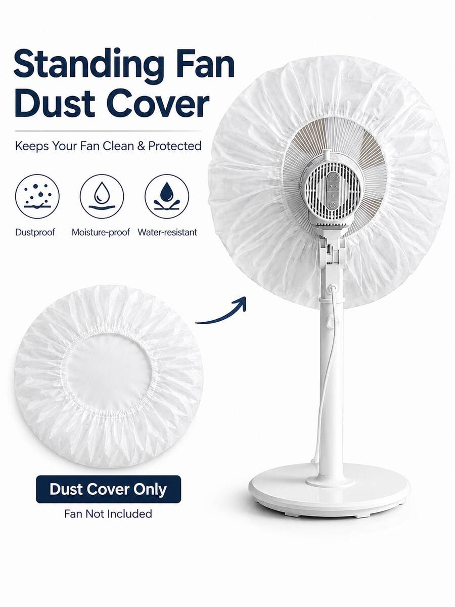1pc Elastic Fan Dust Cover, Reusable Elastic Dust Protection Sleeve, Suitable For Circulation Fan, Floor Fan, Table Fan, Thickened Waterproof Dust-Proof Fan Cover, Easy To Install And Remove, Home Fan Accessory, Prevent Dust Accumulation, Universal Size, Suitable For Most Round Electric Fans, Can Be Used In Bedroom, Living Room, Home Storage And Other Places. - Multiple Styles - View 1