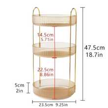 AXOSY-360 Rotating Makeup Organizer Countertop 3 Tier Bathroom Organizer Spinning Perfume Organizers, Skincare Organizers Makeup Carousel Cosmetic Brush Storage For Vanity, Countertop - 棕色 - 查看 2