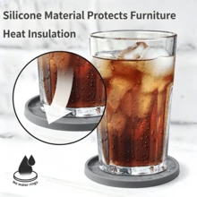 7/6/3/1pc/Set Thickened Solid Color Heat-Resistant Silicone Coasters With Storage Rack, Geometric Diamond & Round Design Non-Slip Drink Cup Mats, Suitable For Coffee Cups, Wine Glasses, Kitchen Dining Table Party Home Decor Accessories, Christmas Decoration - Multicolor - View 5
