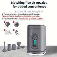 Portable Rechargeable Air Pump, 3-In-1 Inflator & Deflator Pump, LED Light, 5 Nozzles, USB Charging, ABS Material, Camping Essential - Many - View 14