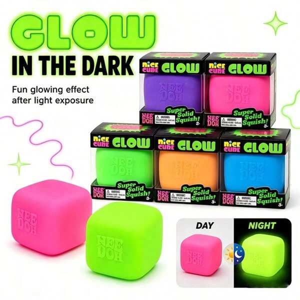 1pc Asmodee Stress Relief Toy Maltose Fluorescent Ice Cube, Visual Sensory Decor, Anti-Anxiety Visual Ornament, Cute Kawaii Snack-Shaped Visual Craft Decoration, Perfect Gift (Multiple Colors Available)