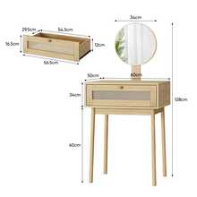 Rattan Vanity With Mirror, Compact Bedroom Vanity, Pretty Dressing Table Suitable For Small Spaces (No Chair Included). - 1 - View 3