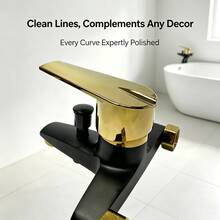 Keran Bak Mandi Gantung Dinding Pegangan Tunggal dengan Fungsi Pancuran Tarik, Keran Mixer Multifungsi, Permukaan Tahan Karat dan Mudah Dibersihkan, Tersedia Warna Hitam Emas dan Hitam, Perlengkapan Sanitasi Renovasi Kamar Mandi, Aksesoris Mandi dan Pancuran Rumah - Beraneka warna - View 12