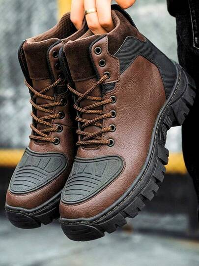 Bota Masculina Adulto Couro Bem Reforçada Confortavel Resistente