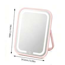 LED Makeup Mirror, Rechargeable With Stand Desktop Mirror, LED Smart Dimmable Portable, Rechargeable Foldable Tabletop Professional Makeup Mirror, Suitable For Dorm Use, Adjustable Brightness, Portable Design Suitable For Handbag And Vanity Use, High Definition Clear Reflection, Precise Makeup, Suitable For Women, Girls, Students And Makeup Enthusiasts Birthday Gift, Mother's Day Gift, Christmas Gift And Holiday Gift (Pink White) - Multicolor - View 12