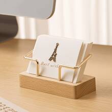 1pc Creative Solid Wood Card Holder Business Office Business Card Holder Card Storage Box Business Card Clip - Multi-color - View 4