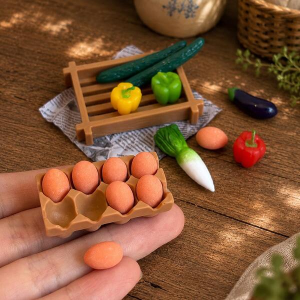 Miniature Kitchen Egg And Vegetable Storage Set, 1:12 Scale Dollhouse Kitchen Grocery Store Farmers Market Decor Props, Miniature Photography Props