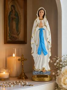 1 pièce Statue de la Vierge Marie, figurine religieuse catholique élégante, ornement en résine vintage, décoration chrétienne pour la maison, convient pour le salon, la chambre, le coin de prière - Plusieurs styles - Voir 5