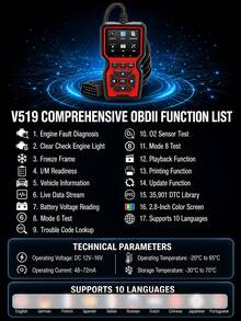 أداة تشخيص OBD2، قارئ رموز أعطال المحرك مع وظيفة إعادة الضبط، يدعم الوضع 6 والوضع 8 واختبار الجاهزية I/M، يتحقق تلقائيًا من ضوء أعطال المحرك، متوافق مع جميع مركبات OBDII المصنعة بعد عام 1996 - متعدد الألوان - مشاهدة 10