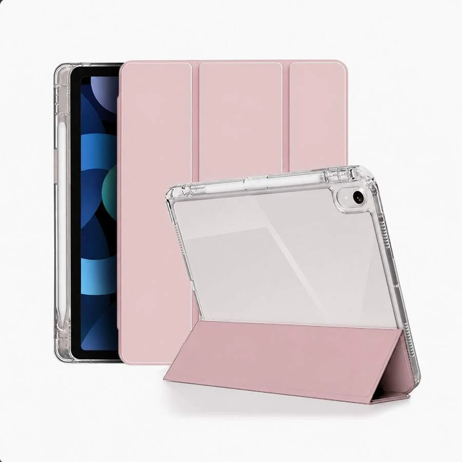 Casing Pelindung Belakang Anti Guncangan Generasi ke-10 dari Akrilik Merah Muda Murni Transparan yang Indah, Mendukung Fungsi Tidur/Bangun, Kompatibel dengan Aksesori iPad A16.