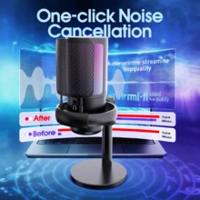 YAIUZGOO Professional RGB USB Microphone With Stand, Dynamic Desktop Gaming Microphone, LED Lighting, Noise Reduction, Mute Button, Adjustable Volume And Echo Control, Plug And Play Computer Microphone, Suitable For PC PS1+4 Laptop Phone Live Streaming Recording Podcast - View 6