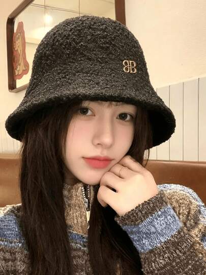 1pc New Hot-Selling Fashion Versatile Bucket Hat, Soft Lamb Wool Bucket Hat Autumn/Winter Sun Protection Bucket Hat For Women