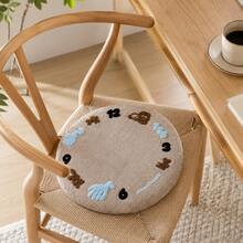 1pc Tufted Dining Chair Seat Cushion, Soft Plush Chenille Embroidered Chair Pad 16x16 Inch, Thick Comfy Cushion For Kitchen Chair Home Office Decor - Multicolor - View 3