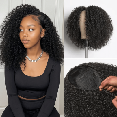 Dollface Curly Half Wig In Human Hair For Women, 18-30 Inch, Tight Curls With Spiral Tips, Glueless, 200% Density, Easy To Wear (Even For Beginners), Drawstring Closure, Natural Color And Easy Installation.