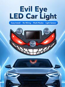 Luz LED de Ojo de Diablo para Ventana de Coche Alimentada por Energía Solar, Nuevo Ojo de Coche LED Dinámico 2026, Luz de Atmósfera Dinámica para Parabrisas de Ojo de Diablo, Con Sensor de Vibración y Luz, Recargable por USB-C, 5 Modos, Instalación con Ventosa - condujo - Ver 10