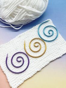 Spiral Metall Maschenmarkierer, Gelb, Blau, Lila, rostbeständig glatt wiederverwendbar, zum Fixieren der Maschenposition, geeignet für Häkeln, Stricken, Sticken, langanhaltend Nähzubehör für Strickbegeisterte - Spiralnadel - Übersicht 3