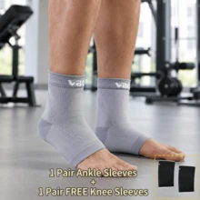 VBOSI 1 Pasang Kaos Kaki Penyangga Pergelangan Kaki Unisex + 1 Pasang Gratis Pelindung Lutut, Desain Ujung Terbuka, Cocok untuk Peregangan, Latihan Kebugaran dan Aktivitas Luar Ruangan - MultiWarna - View 13
