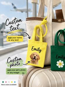 Personalized Pet Photo Bag Charm, Custom Name Keychain, Photo Key Ring, Cute Bag Pendant, Personalized Accessory Gift, Custom Pet Keepsake - Multicolor - View 5