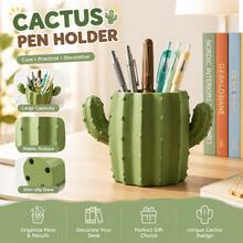 Cactus Pen Holder, Cute 3D Cactus Shaped Desktop Storage Box, Creative Large Capacity Pencil Cup, Decorative Desktop Container, Suitable For Pens, Pencils And Makeup Brushes, Office And School Supplies Gift - One Size Fits All - View 2