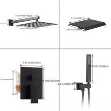 Shower Faucet Set With Tub Spout Matte Black Shower Tub Faucet Kit Shower Trim System Wall Mounted Bathtub Shower Fixtures With 8/10/12 Inches Rain Shower Head Handheld Spray Bath Tub And Valve - 霧面黑 - 查看 4