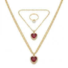 Set 6pz Reloj Mujer + Joyería Corazón Verde Oro Rosa  Caja Regalo - Accesorios Dama Elegante para San Valentín, Fiesta y Oficina - Burdeos - Ver 3