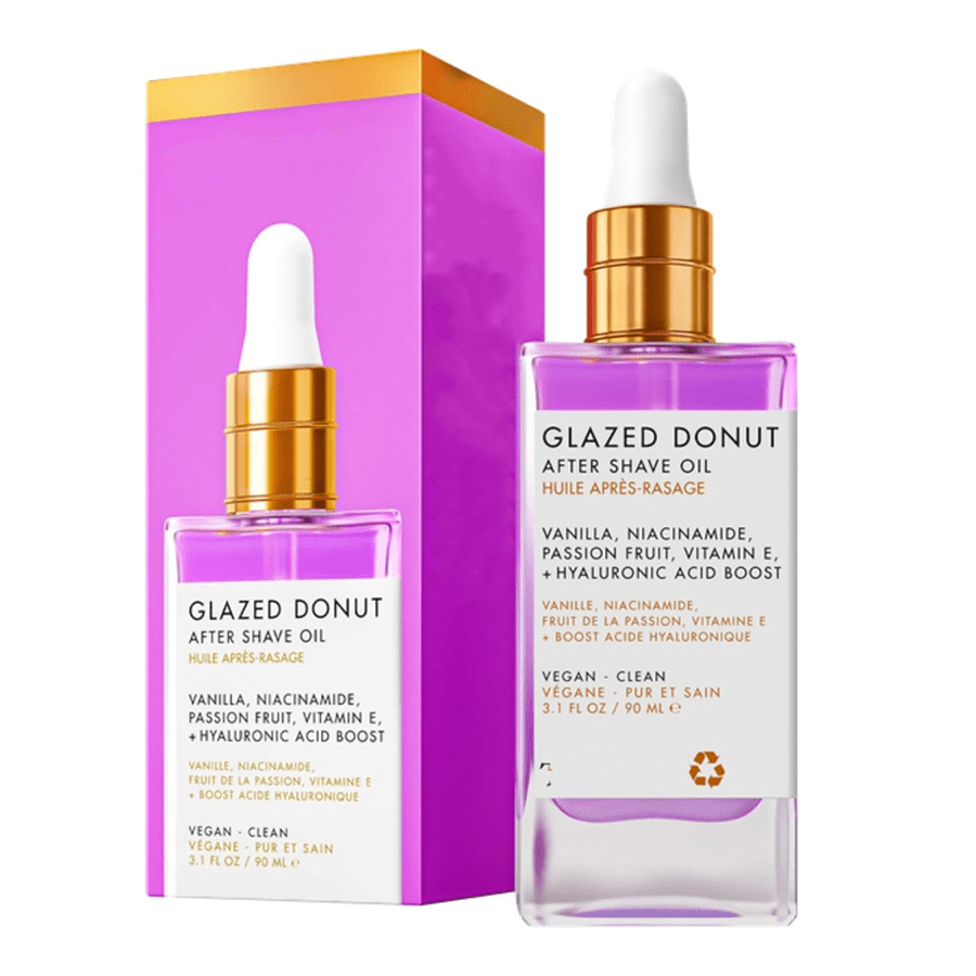 Truly Aceite de afeitado de dona esmaltada: tratamiento de golpes de afeitar para mujeres, aceite de después del afeitado para mujeres y tratamiento de cabello encarnado para la zona del bikini.