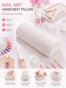Half-Circle Nail Art Arm Rest, Solid Color Towel Fabric Nail Art Arm Support, Detachable And Washable Design, Soft And Comfortable Nail Art Tool, Multiple Colors Available. Perfect For Home, Salon And Beach Use. Great Gift For Makeup Enthusiasts And Body Painting Beginners. - Multicolor - View 10
