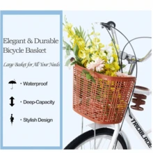 JMYXF 24/26 Inch Vintage Ladies Bike With Basket 7 Speed, Lightweight City Bicycle Retro Bicycle Rear Rack Adjustable Handlebar And Seat Disc Brake - White - View 4