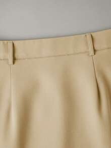 QUNGIGU Women's Solid Basic Slit Casual Comfy Stylish High Waist A-Line Long Skirt - Khaki - View 6