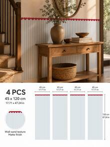 1pc/4pcs Heart Stripe Half Wall Decal, Removable & Peel And Stick Wall Sticker, Suitable For Bedroom, Living Room And Entryway, 4 Colors Available - Heart Pinstripe - View 13