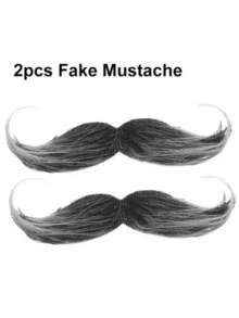 2pcs/1pc Fake Beard Stickers, Self-Adhesive Realistic Facial Hair Set, Novelty Fancy Mexican Performance Costume Decoration, Makeup Party Photo Props - Multicolor - View 5