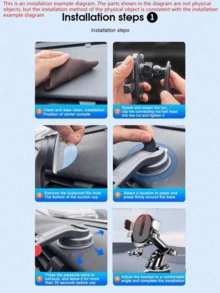 1個吸盤式車用手機支架，適用於智慧型手機/平板電腦，可安裝於儀表板與擋風玻璃，伸縮臂設計，一鍵釋放，安裝簡易 - A - 查看 7