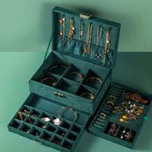 Women's Elegant Lockable Jewelry Box, Multi-Compartment Storage For Rings, Earrings And Necklaces - Multicolor - View 6