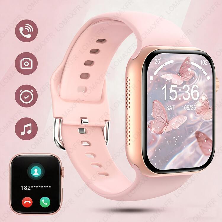 Reloj inteligente con pantalla táctil HD de 2,01" - Llamadas inalámbricas, cámara, control de música | Android/iOS, estilo unisex, esfera personalizable, alarma y alertas de llamadas/mensajes - Multicolor - Añade 10
