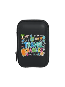 Bolsa Organizadora Digital Portátil de Casca Rígida de EVA Durável com Padrão de Letras "Carregadores de Viagem", Bolsa de Armazenamento de Produtos Eletrônicos, Mini Bolsa de Maquiagem, Organizador de Batom, Para Armazenar Acessórios Eletrônicos, Fones de Ouvido, Carregadores, Moedas, Produtos de Cuidados com a Pele de Tamanho de Viagem, Adequado para Férias, Dormitório, Escritório, Viagem, Presente de Aniversário Perfeito, Presente de Volta às Aulas, Presente de Abertura de Escola, Presente do Dia do Professor - Multicolorido - Visão 12