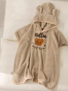 1pc Customized Embroidered Toddler Hooded Cape Bath Towel, Soft Warm Hooded Bathrobe, Cartoon Animal Pattern Cape, Baby Blanket, Baby Baptism Birthday Gift - Multicolor - View 12