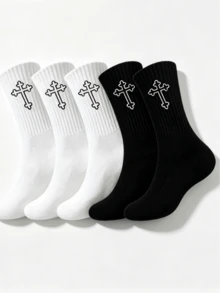 1/5/10/20 Pairs Men's Mid-Calf Socks, Business Casual, Comfortable, Moisture-Wicking, Breathable, Solid Color, Neutral - Multicolor - View 5