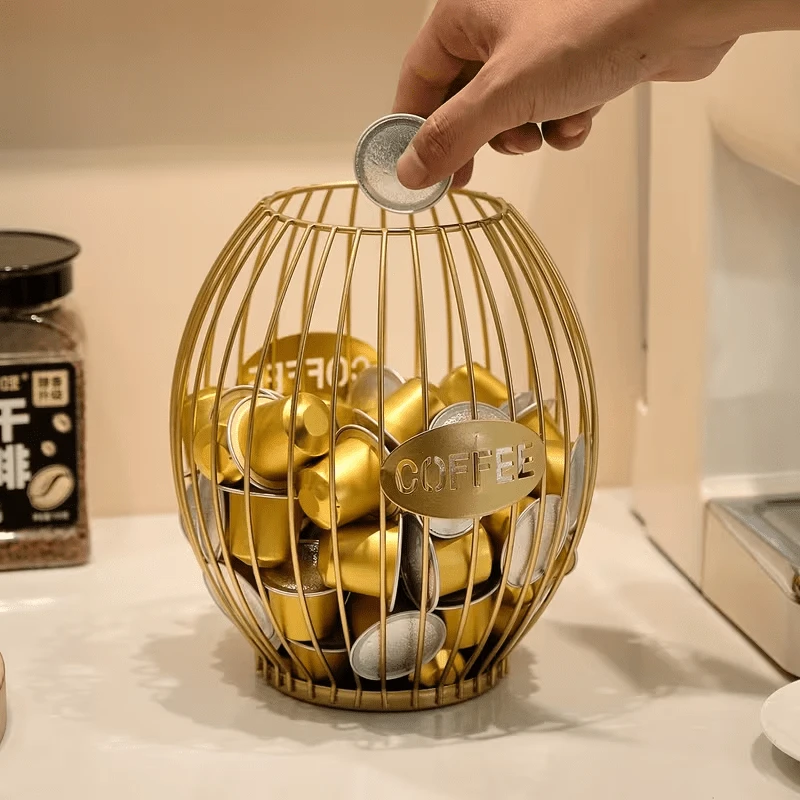 1pc Coffee Capsule Storage - Stainless Steel Material, Holds 30 Coffee Capsules, Compatible With /, Can Store Snacks, Fruits, Toys, Etc.; Also Suitable For Desktop, Kitchen, Bedroom Decoration And Storage, Halloween Gift, Christmas Gift, Birthday Gift