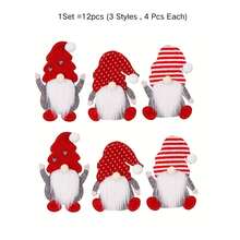 2/6/12pcs Christmas Faceless Old Man Cutlery Storage Bag Set, Holiday Tableware Knife & Fork Decoration Set, Home Gathering Hotel B&B Party Tabletop Decor, Festive Atmosphere Decorative Ornament - Multicolor - View 11