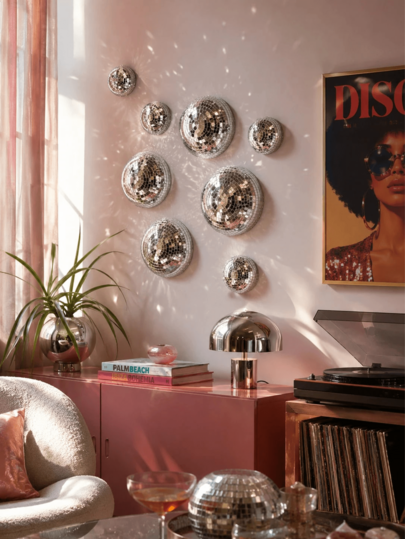1/3/7/8pcs Disco Ball Wall Decor Hanging Ornament With Adhesive Backing, Home Indoor Decoration, Create Reflective Atmosphere