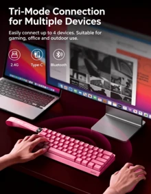 EWEADN F61 Wireless Mechanical Feel FPS Gaming Keyboard, Three-Mode, Compact And Portable - View 4