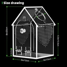 1-Piece Jumping Spider Shell, Anti Warping Seamless Acrylic Agave Glass Container, Front Opening Insect Habitat With Feeding Port, Used For Praying To Ants, Hermit Crabs, Snails, And Micro Reptiles (5 Inches Long * 5 Inches Wide * 20.3 * High) - House - View 2