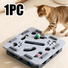Cat Fun Box - Interactive Scratching And Digging Area With Paw Prints, Durable Cat Puzzle Game, Suitable For Indoor Cats, Stimulates Intelligence And Physical Activity, Cat Toy, Durable Felt Cat Activity Center, Suitable For Kittens And Adult Cats - Multicolor - View 13