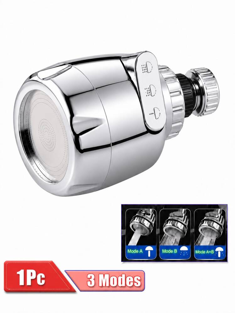 360度旋轉水龍頭延長器，ABS塑料材質，2/3模式水龍頭延長器，節水起泡器，適用於廚房和浴室 - 銀色 - 查看 9