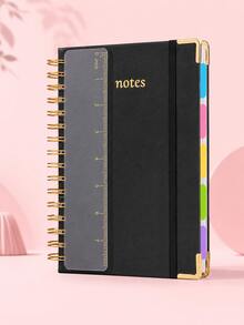 A5 Spiral Notebook (Includes Ruler) - Hard Cover, 100gsm Thick Paper, Vintage Style, Lined Pages, Pink Faux Leather Cover; Suitable For Work, Academic Planning (Elementary, Middle And University Levels), Daily Notes And Journaling. - Multicolor - View 6