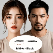 1 Pair 100% Human Hair Handmade Crochet Breathable Lace Base Natural Realistic Lightweight Invisible Reusable False Eyebrows, Suitable For Men And Women - Multicolor - View 21