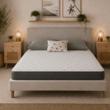 Starlight Beds Hybrid Mattress - Soft Feel, Memory Foam & Spring Support, Deep Quilted Plush Sleep Surface, Durable Design With Elegant Grey Border For Enhanced Comfort - Grey - View 1
